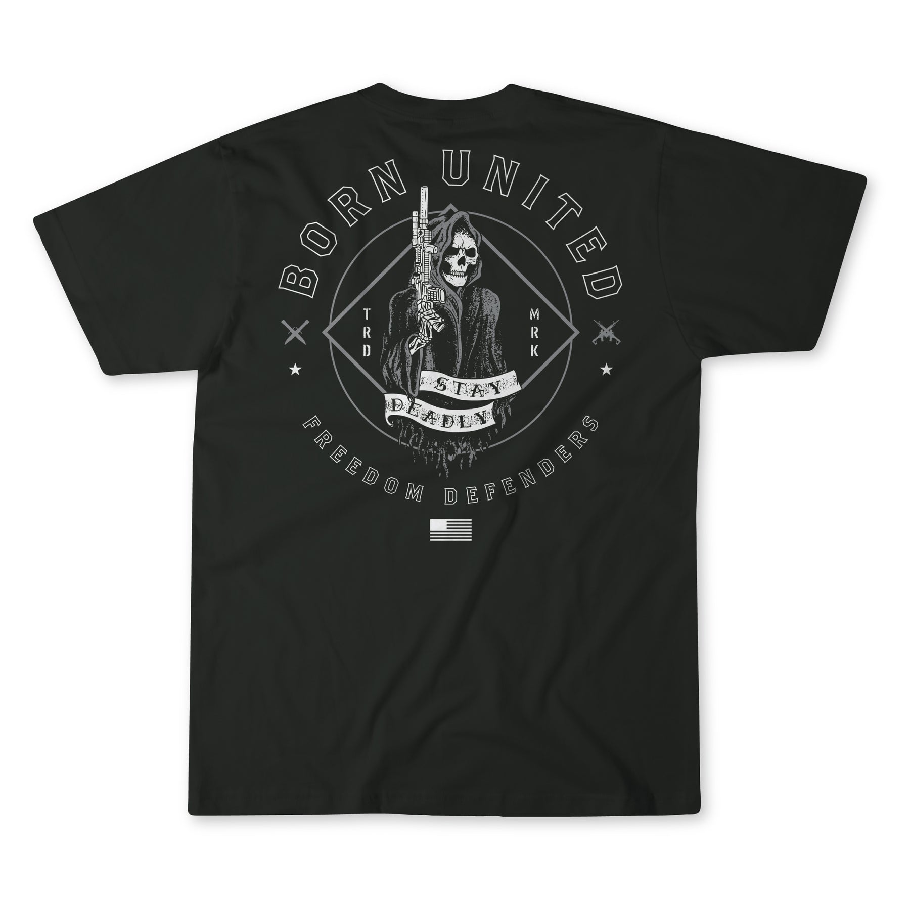 born united - stay deadly black tee back