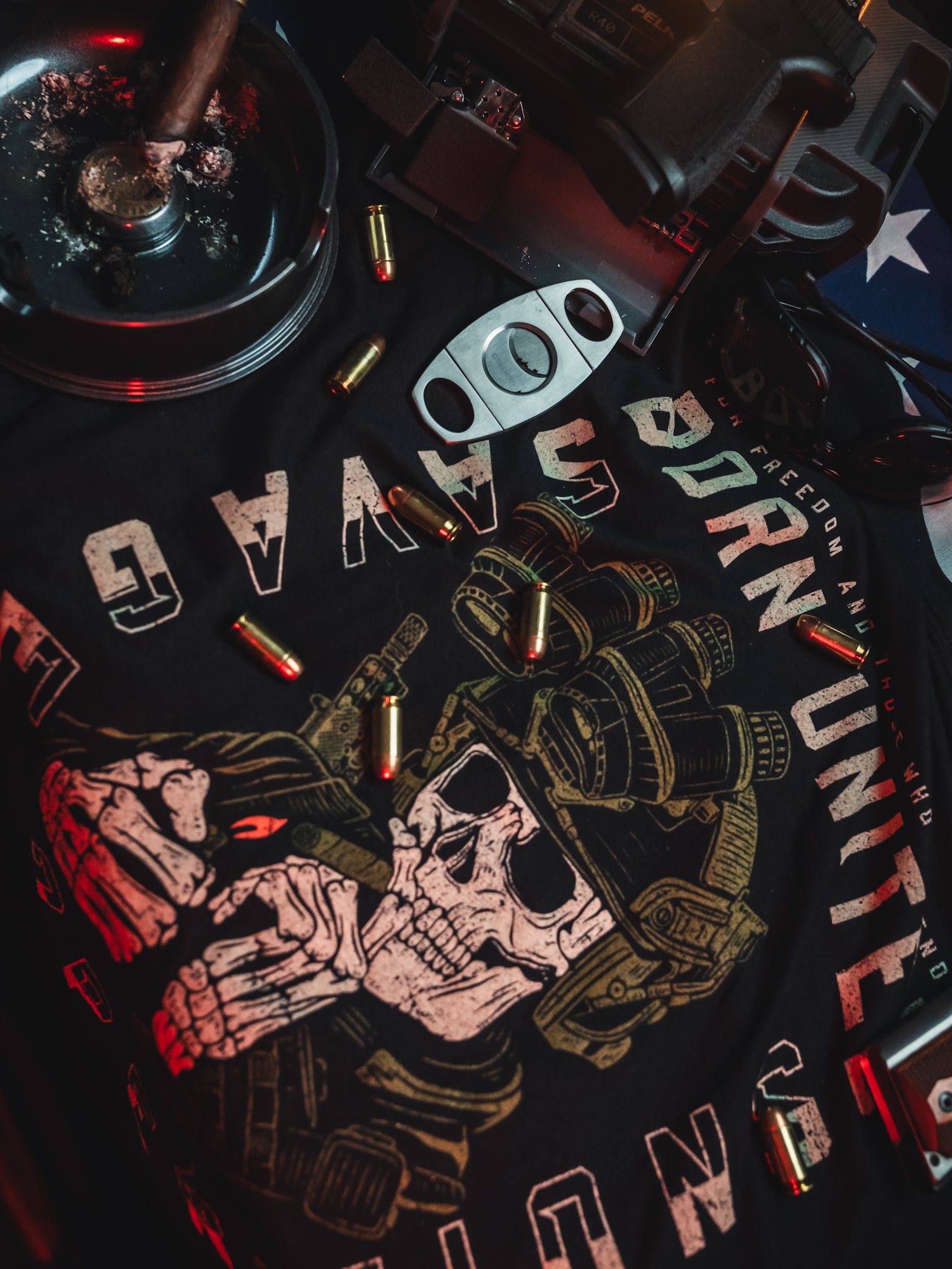 born united - savage operations t-shirt flat lay