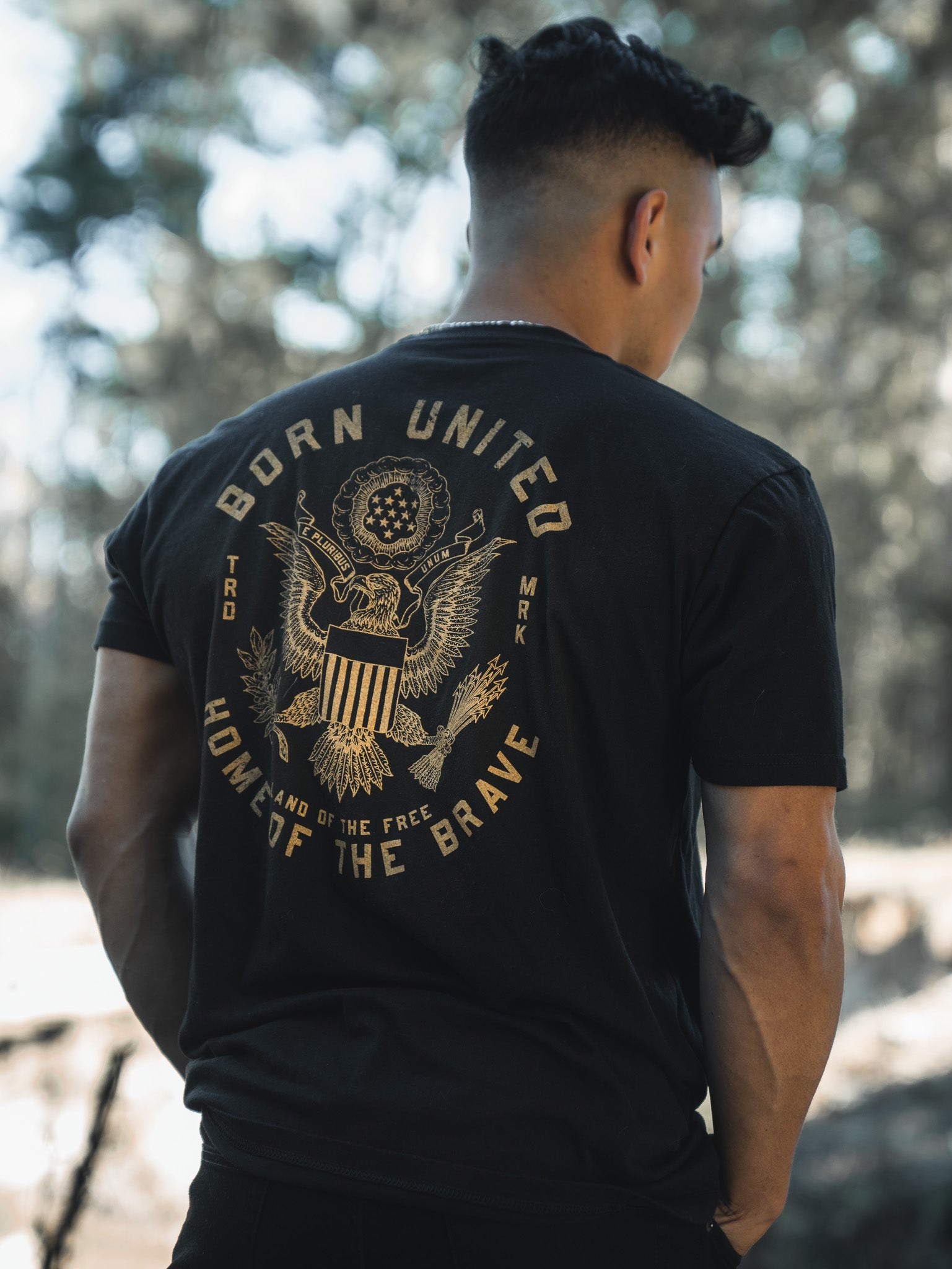 born united - e pluribus unum t-shirt back on model