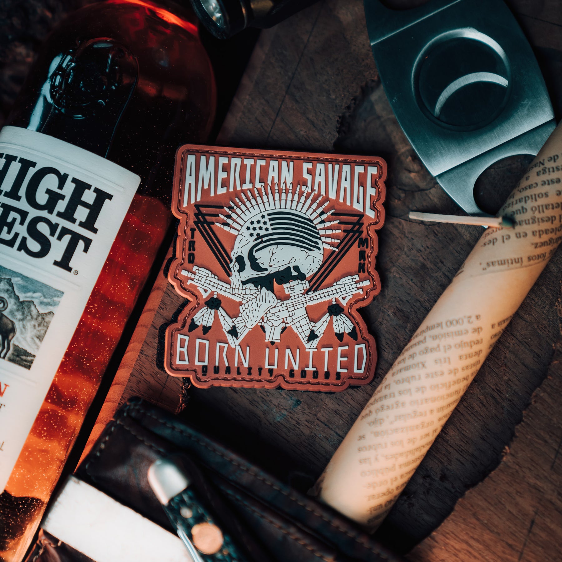 born united - american savage pvc patch