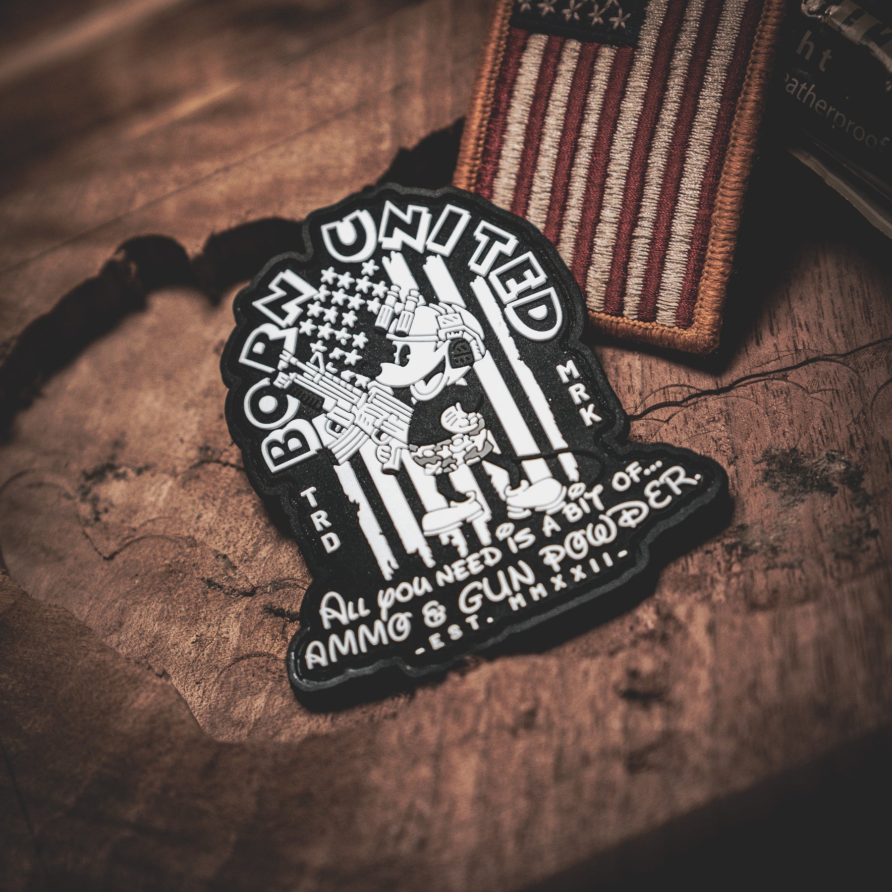 born united - ammo and gunpowder pvc patch