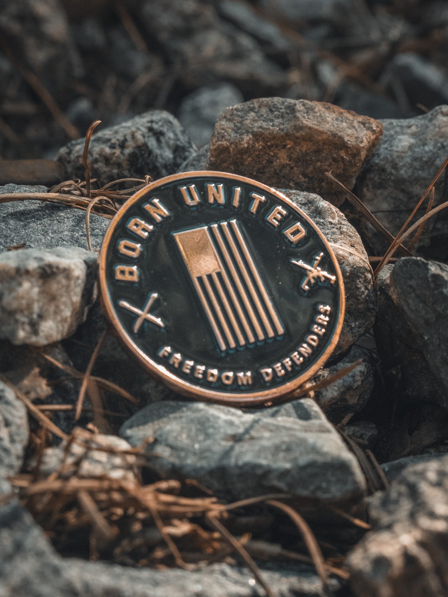 born united - patriotic trump challenge coin