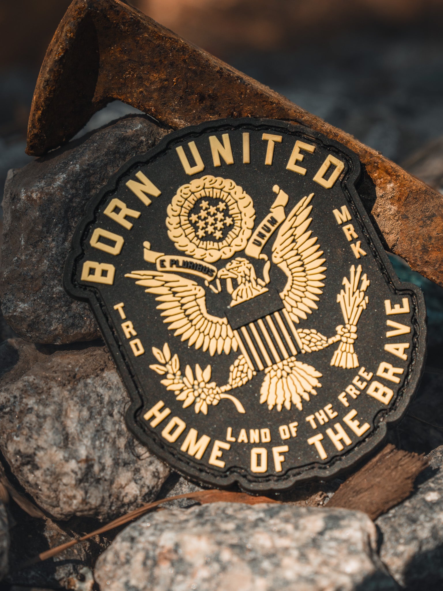 born united - patriotic american eagle patch