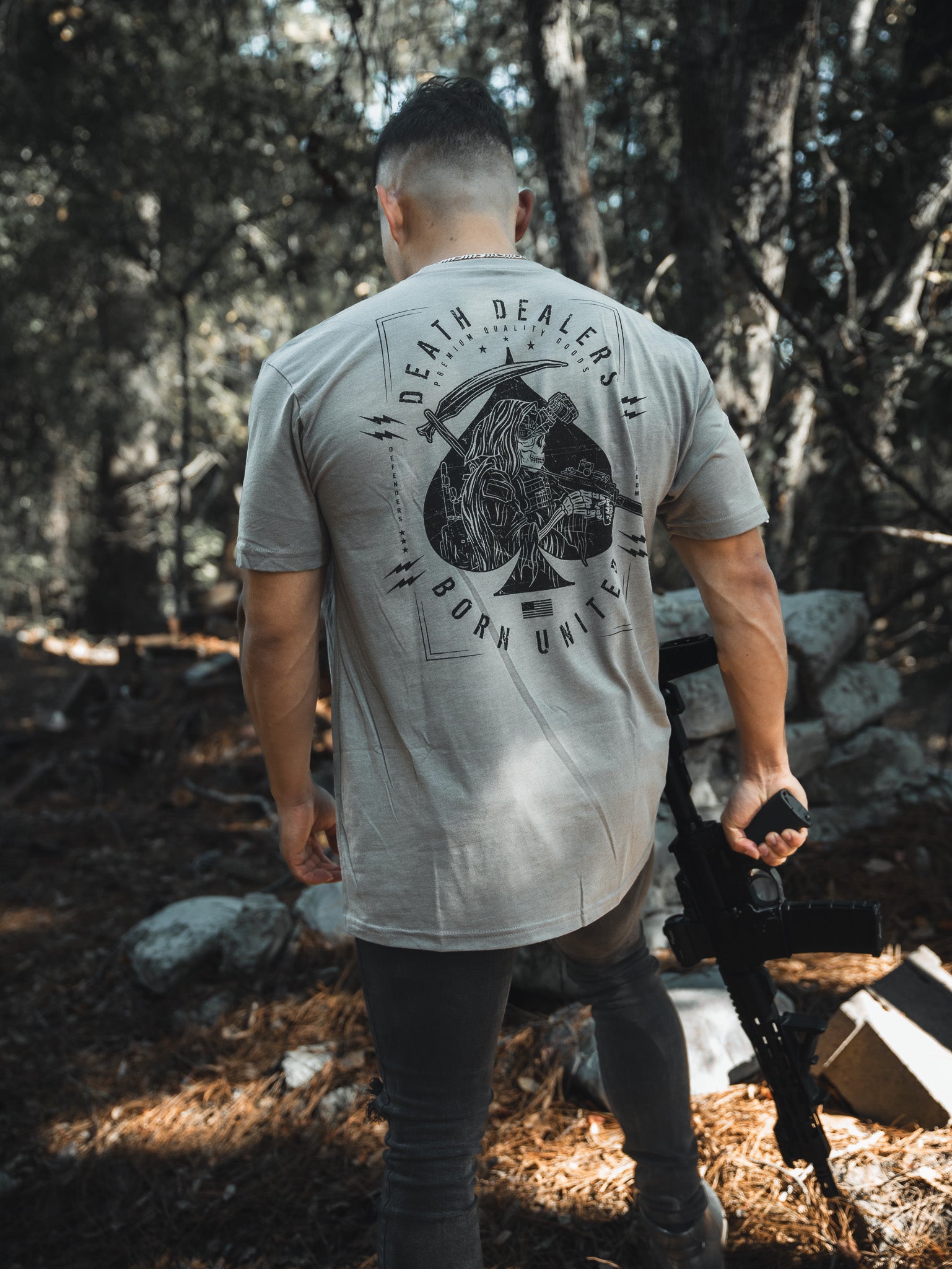 born united - death dealers t-shirt on model