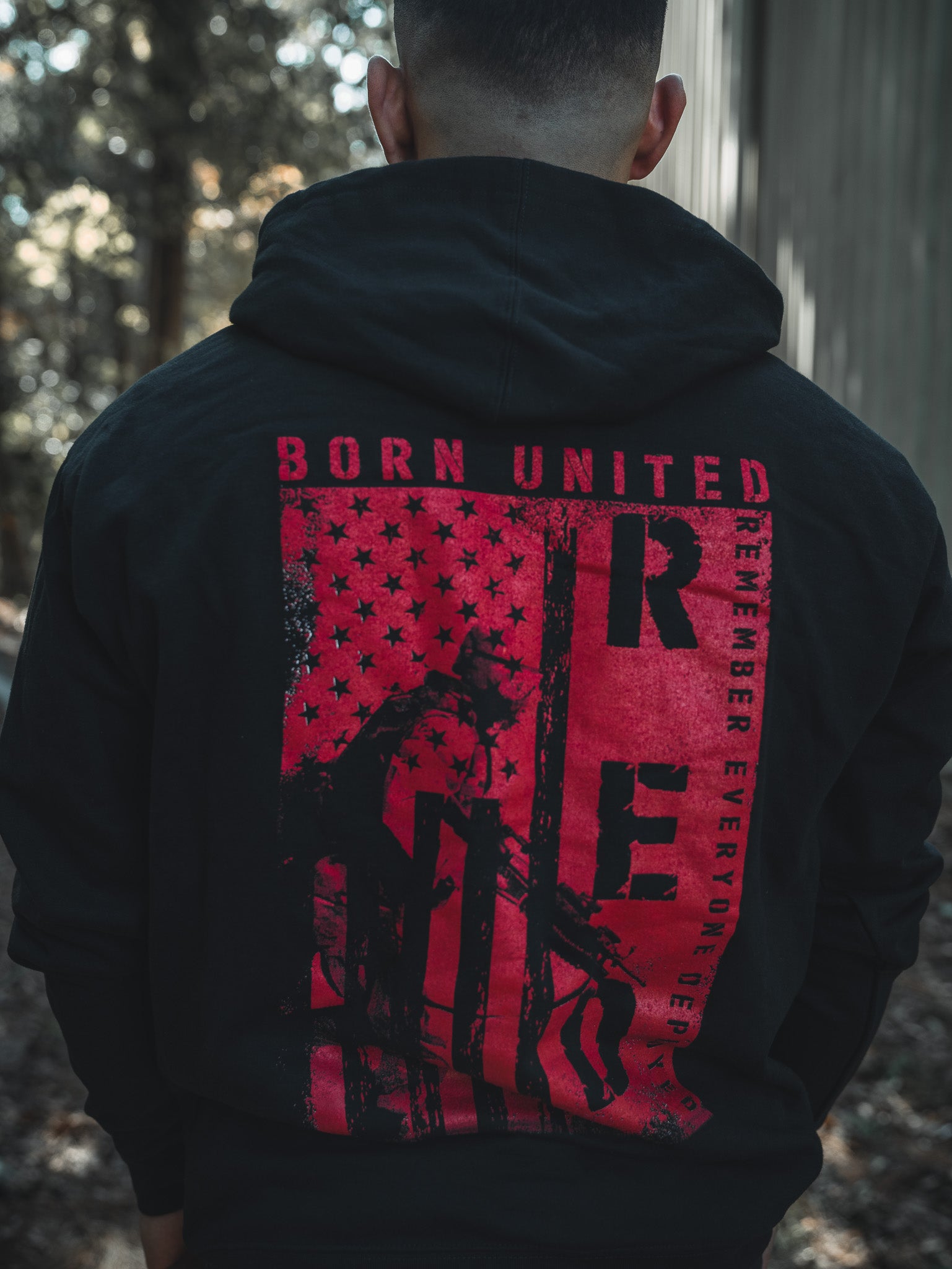 born united - r.e.d. friday hoodie on model