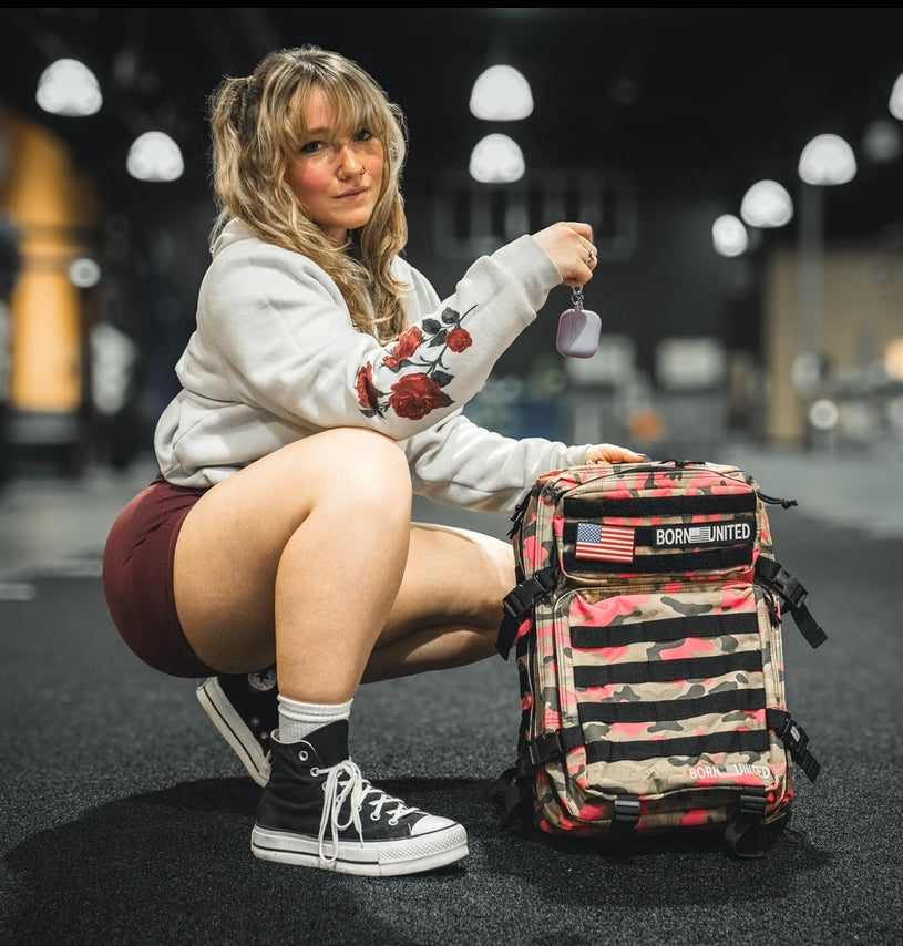 born united - tac-pac tactical backpack multi-cam pink with model
