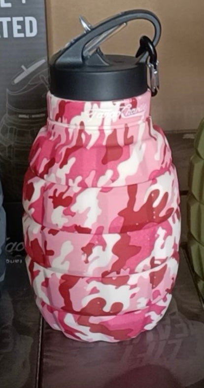 tango charlie - humble and hydrated water bottle pink camo