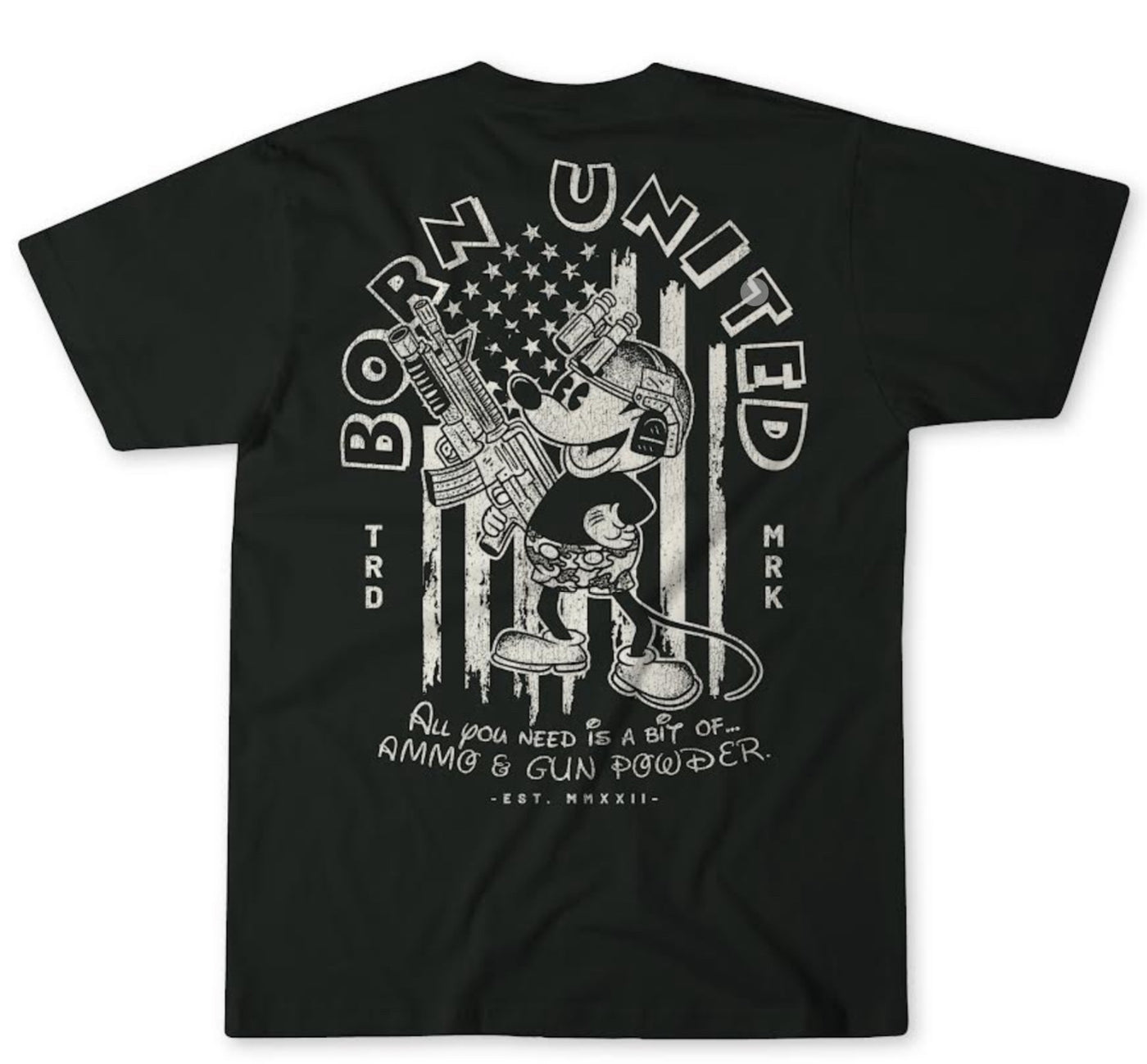born united - ammo and gunpowder black tee shirt
