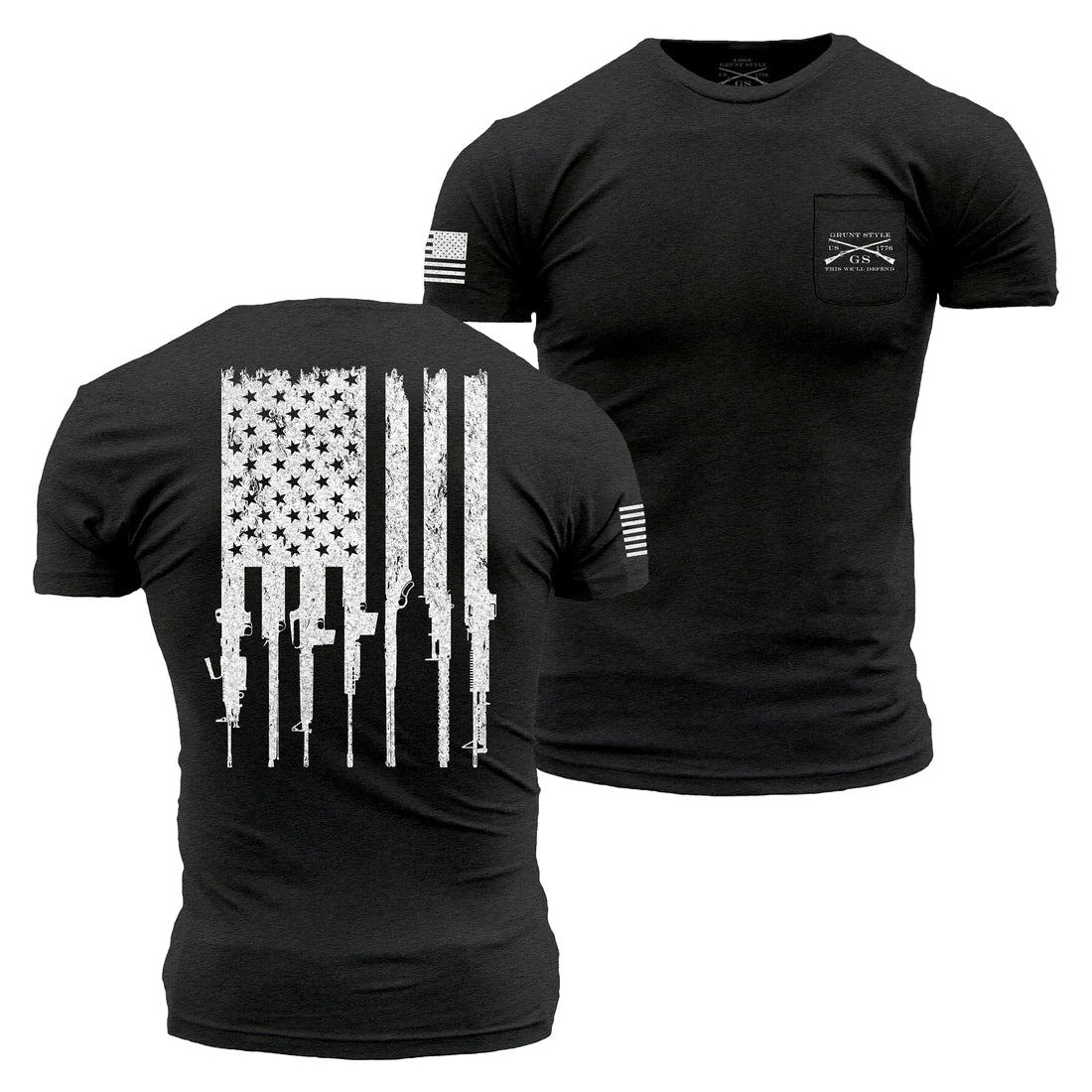 Rifle Flag Black Heather Pocket T-Shirt