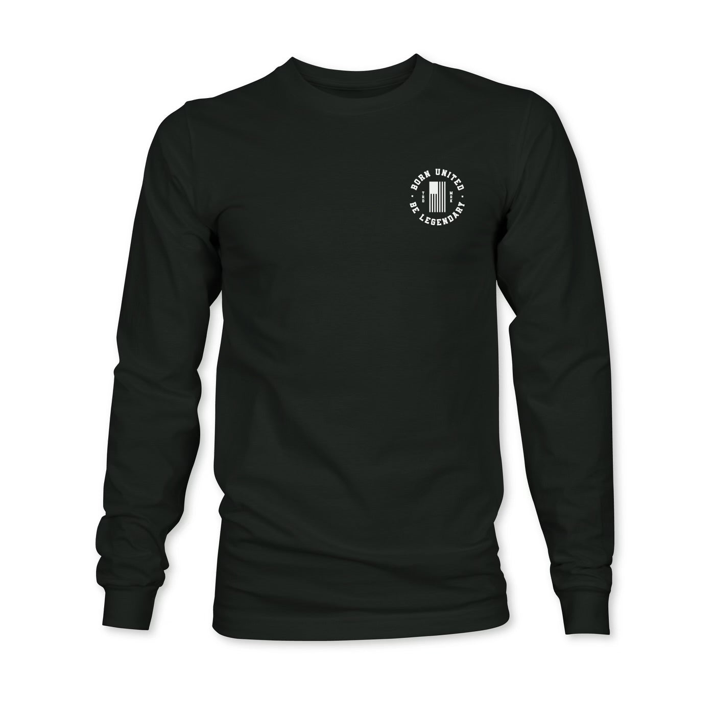 born united - forever legend black trump long sleeve shirt front