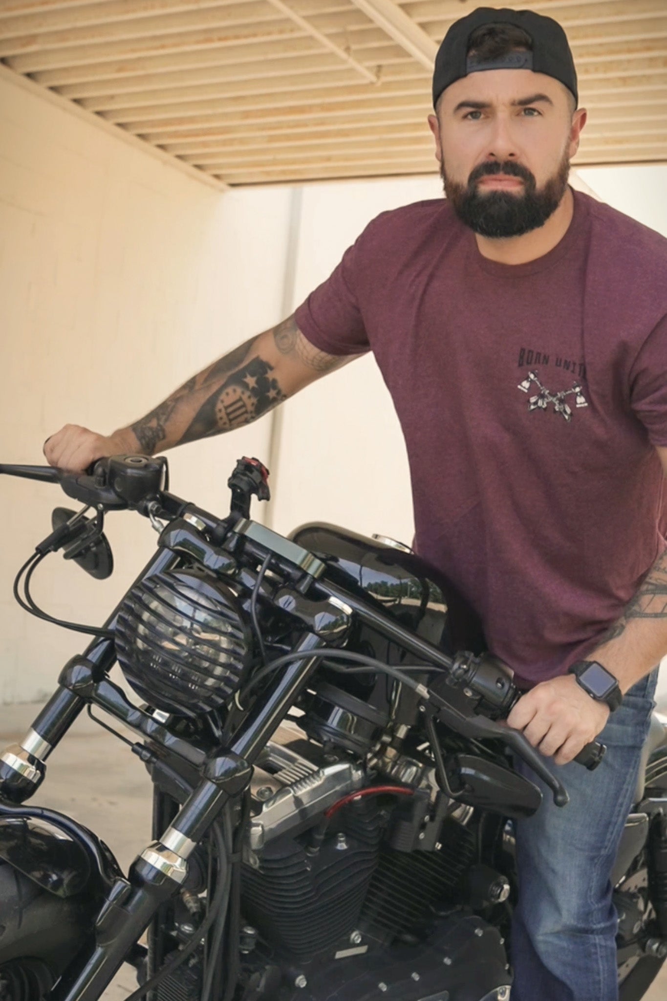 born united - american savage t-shirt on model