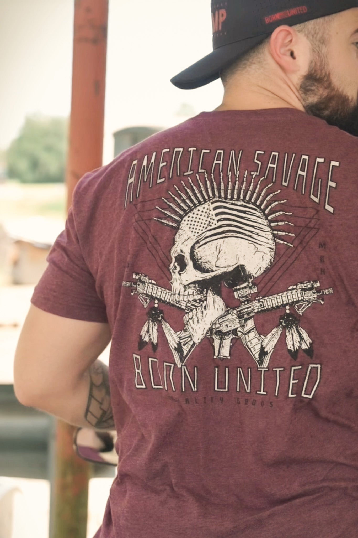 born united - american savage red logo t-shirt