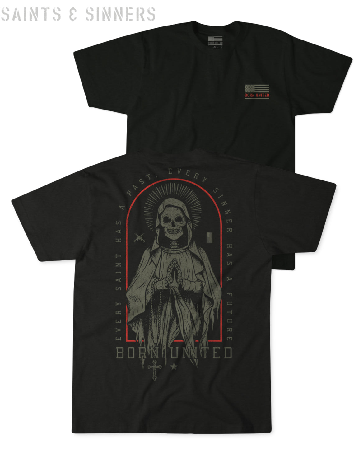 born united - saints and sinners og tee black
