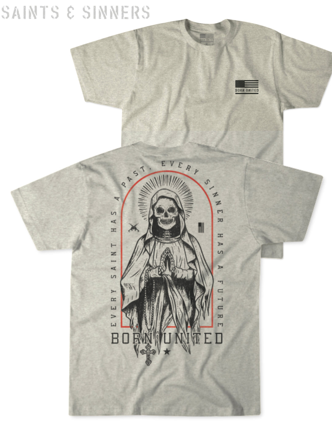 born united - saints and sinners tee - heather gray
