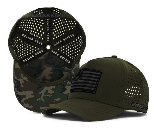 born united - premium flag snapback olive
