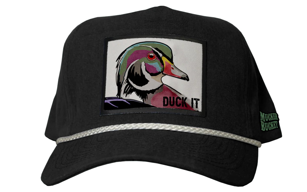 mucker bucket - duck it og wood duck hat front