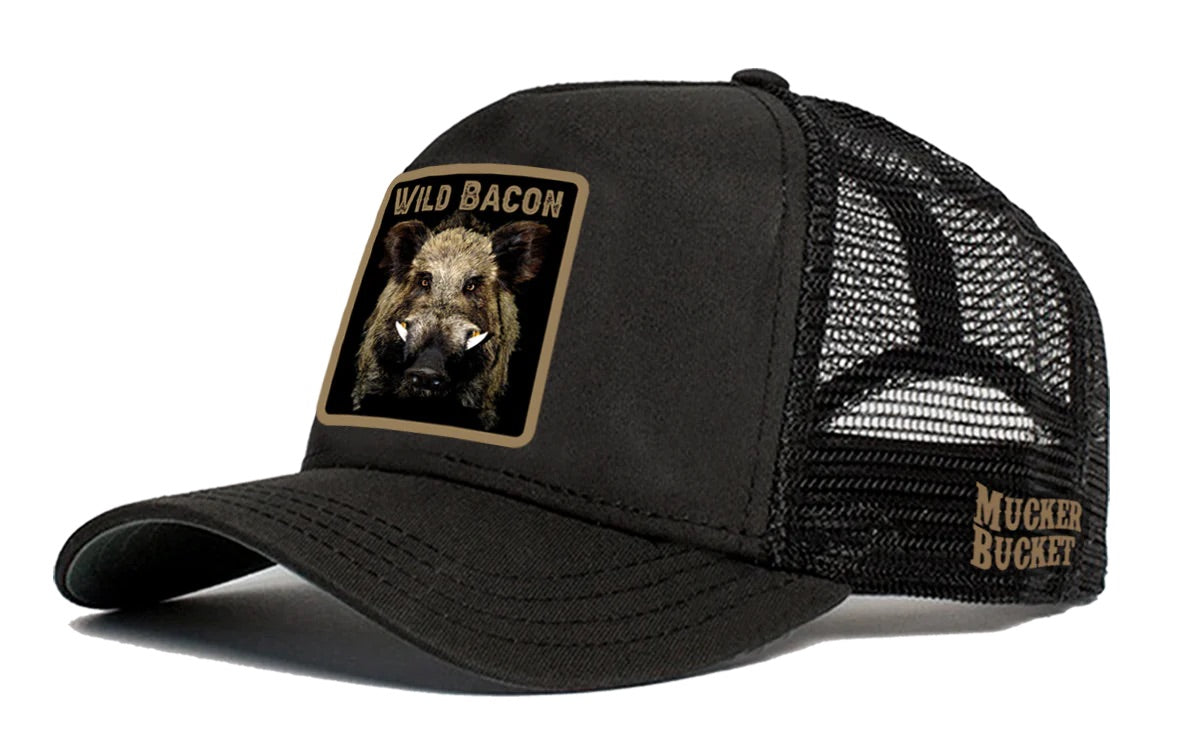 mucker bucket - wild bacon og hog trucker hat side view
