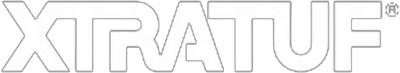The image shows the logo for XTRATUF in bold, uppercase letters with a white outline on a transparent background.