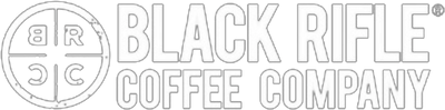 Logo of Black Rifle Coffee Company featuring a circular emblem with the letters B, R, C, and C. The company name is displayed to the right of the emblem in bold, uppercase letters.