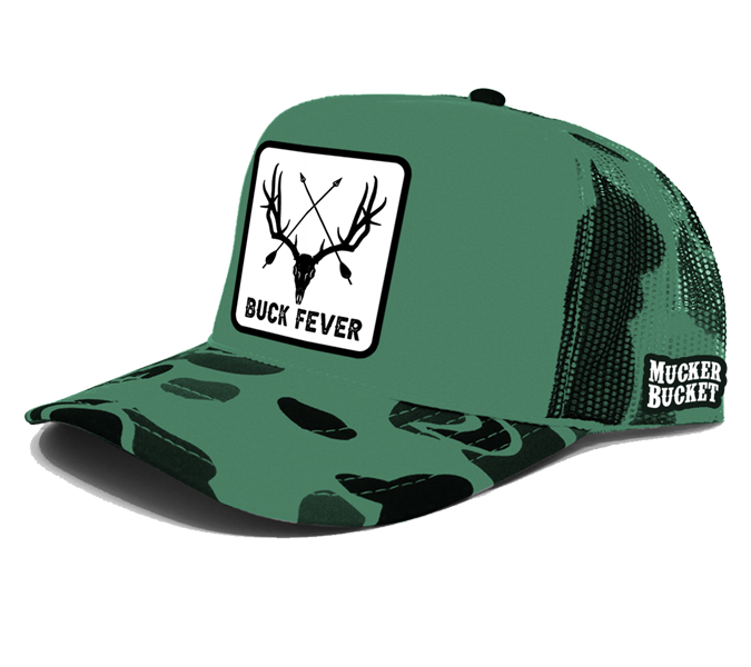 mucker bucket - "buck fever" camo trucker bucket prototype