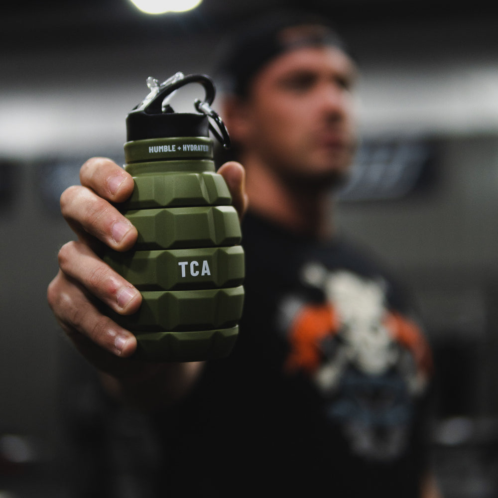 tango charlie - humble and hydrated grenade water bottle black