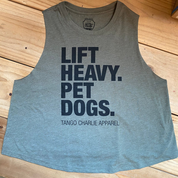 tango charlie - women's lift heavy pet dogs crop racerback tank