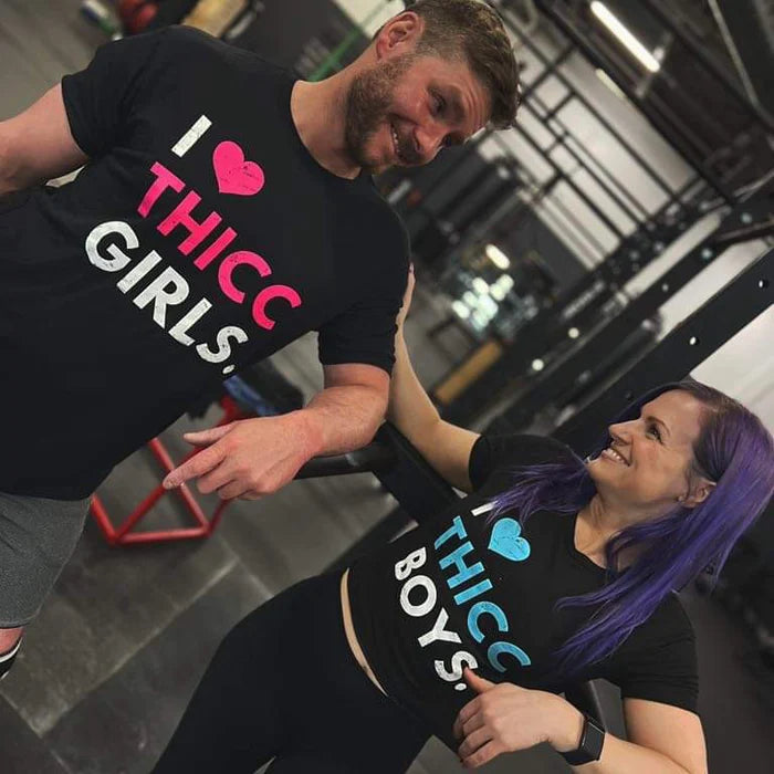 tango charlie - i heart thicc girls tee shirt on model