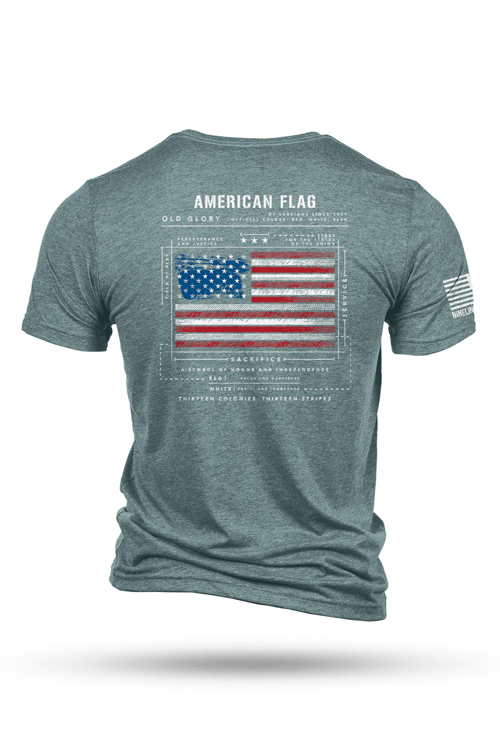 nine line apparel - flag schematic tee heather blue back