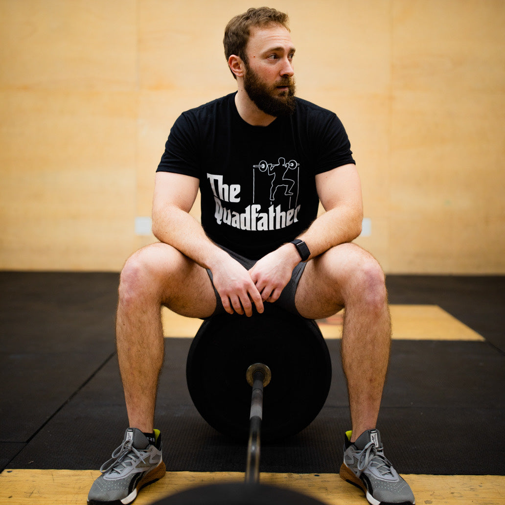 tango charlie - the quadfather tee shirt on male model