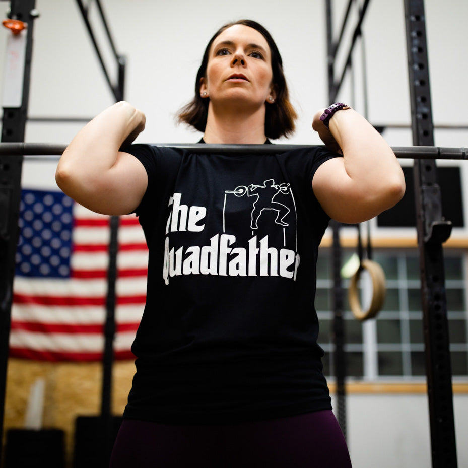 tango charlie - the quadfather t-shirt on female model