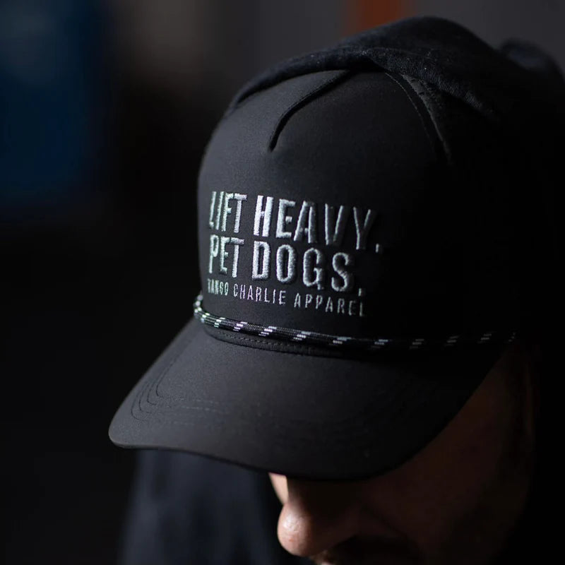 tango charlie - lift heavy pet dogs black flat bill hat