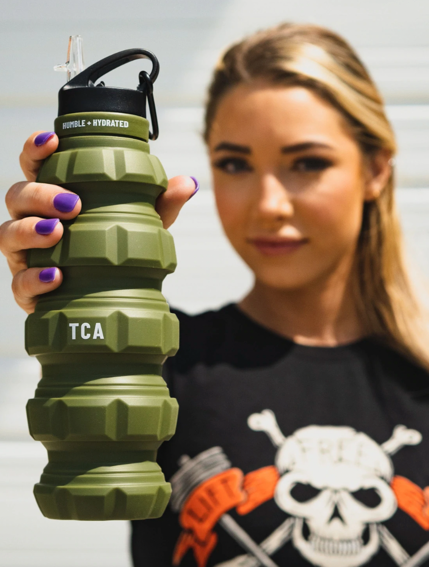 tango charlie - humble and hydrated water extendable bottle army green