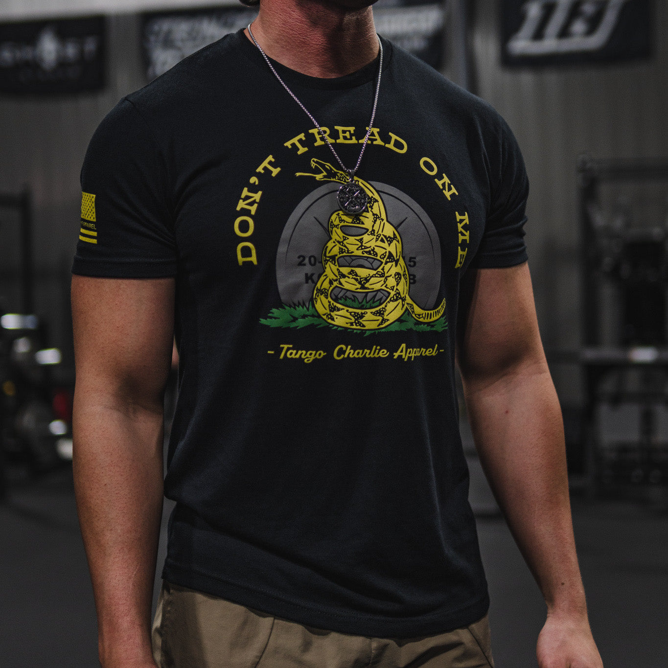 tango charlie - don't tread on me tee on male model