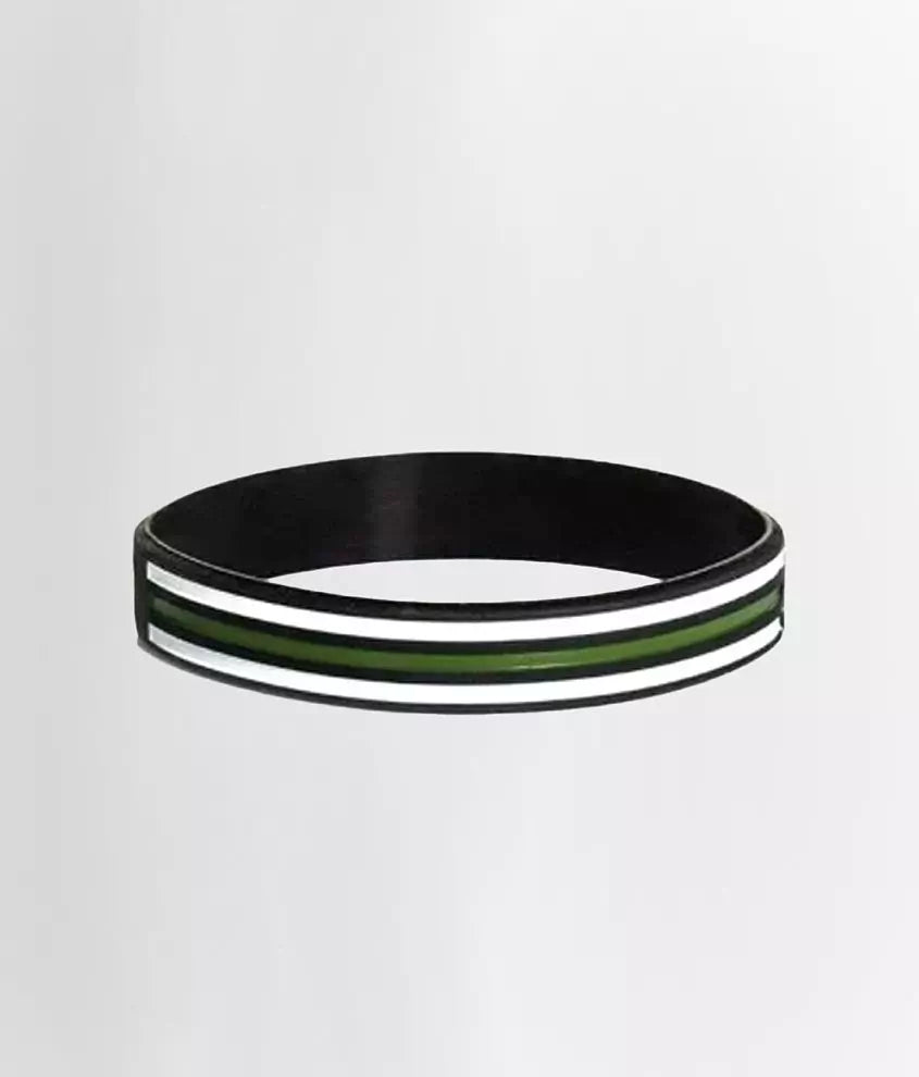 Show your support with the Howitzer Clothing Support Military Bracelet, featuring black, white, and green stripes.