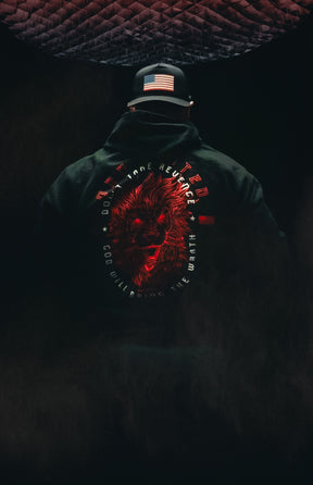 born united - revenge hoodie back on model