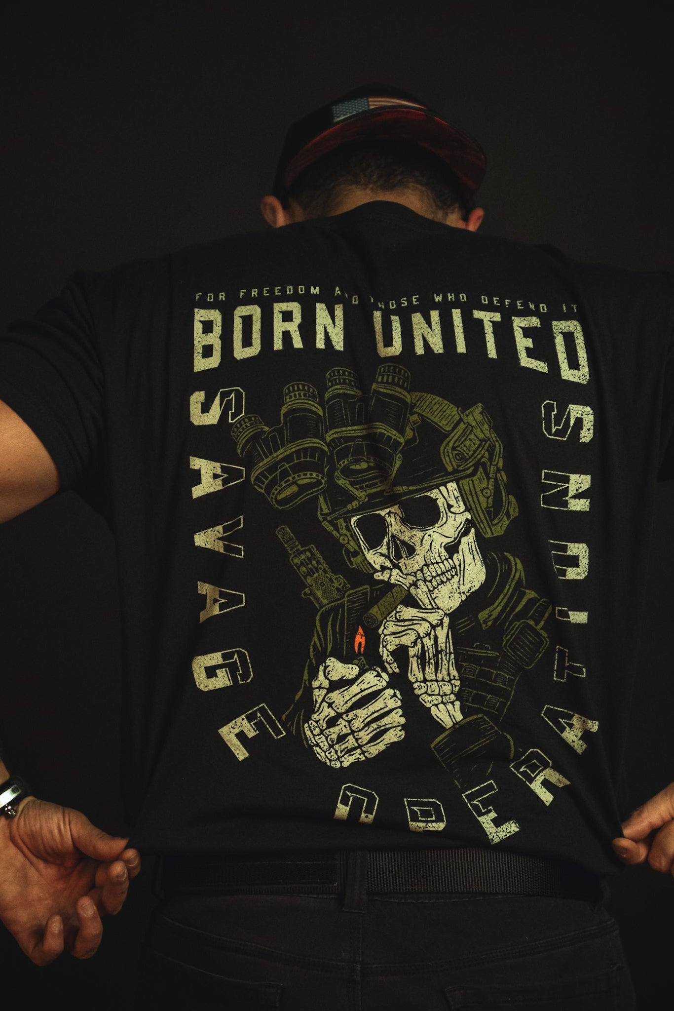 born united - savage operations tee back on model