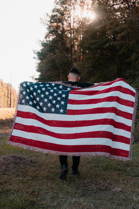 American Flag Jacquard Blanket