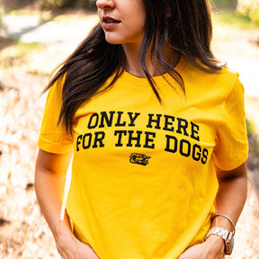 tango charlie - only here for the dogs tee on female model