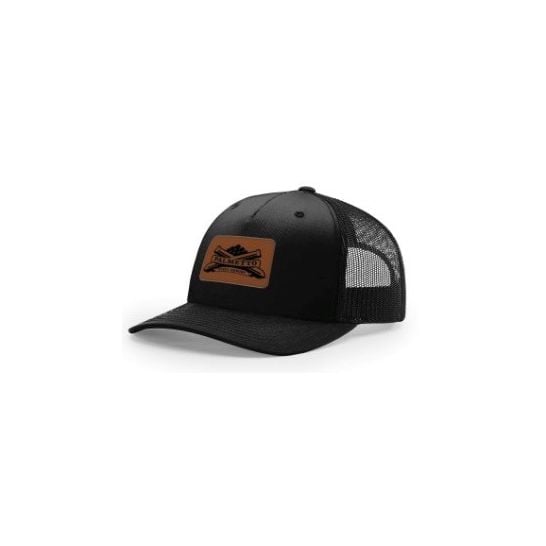 PSA Leather Patch Richardson 5 Panel Trucker Hat- Black