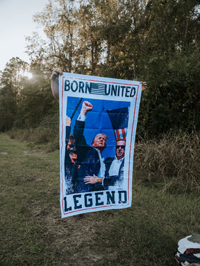 born united - forever legend trump flag on model