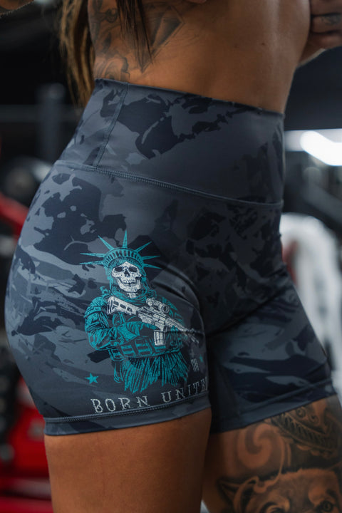Women's High-Waisted Seamless Front Compression Training Shorts | Liberty or Death