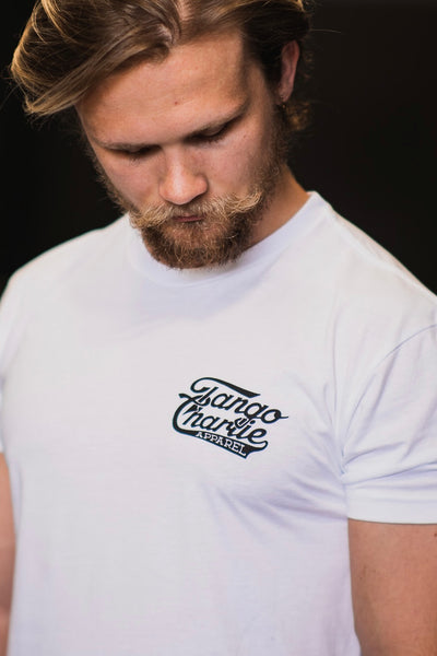 tango charlie - just leg day t-shirt front on model