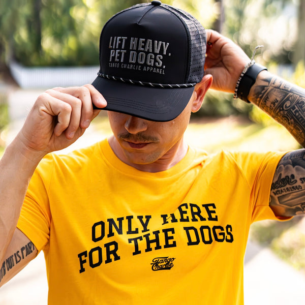 tango charlie - men's only here for the dogs tee