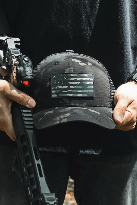 Born United Black Camo Trucker - Camo Flag