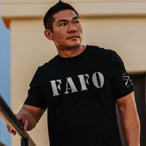 grunt style - fafo t-shirt on model