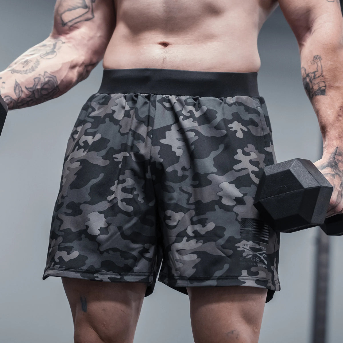 Men's Training Shorts- Black Camo