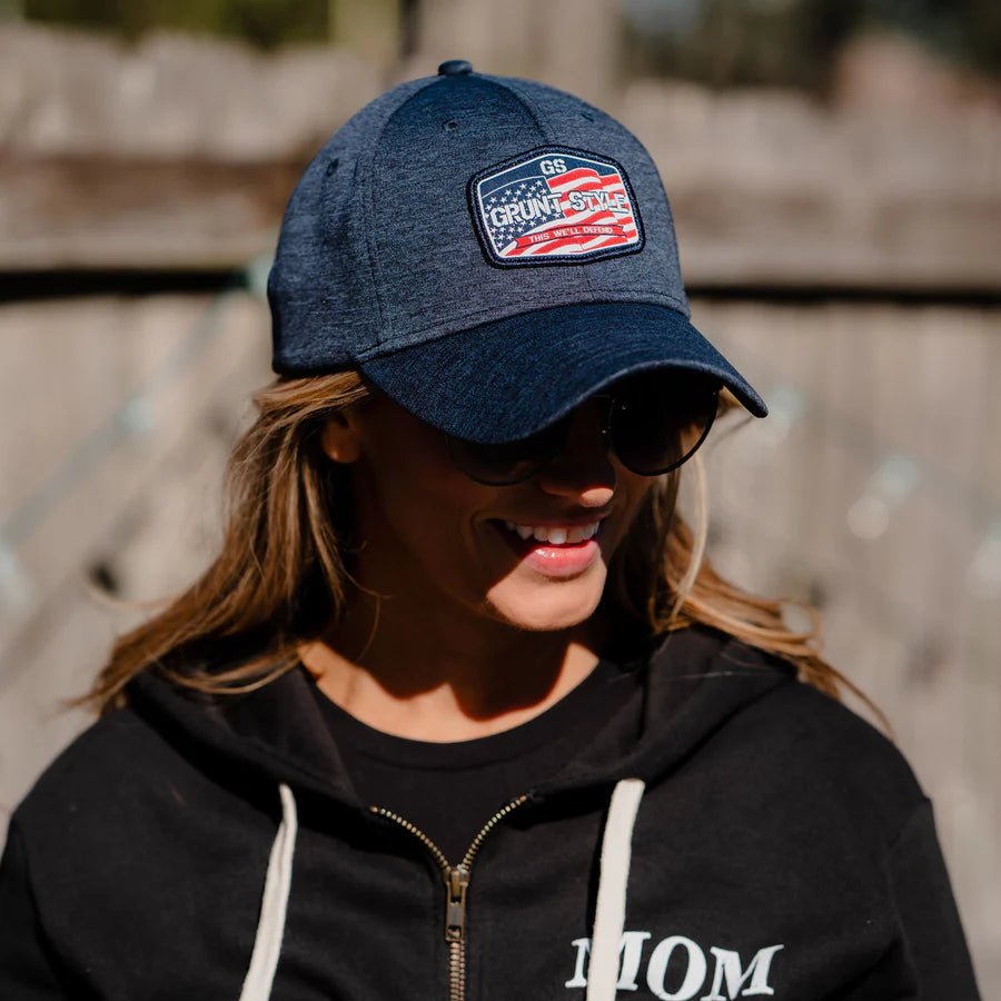 grunt style - old glory stretch fit hat on female model