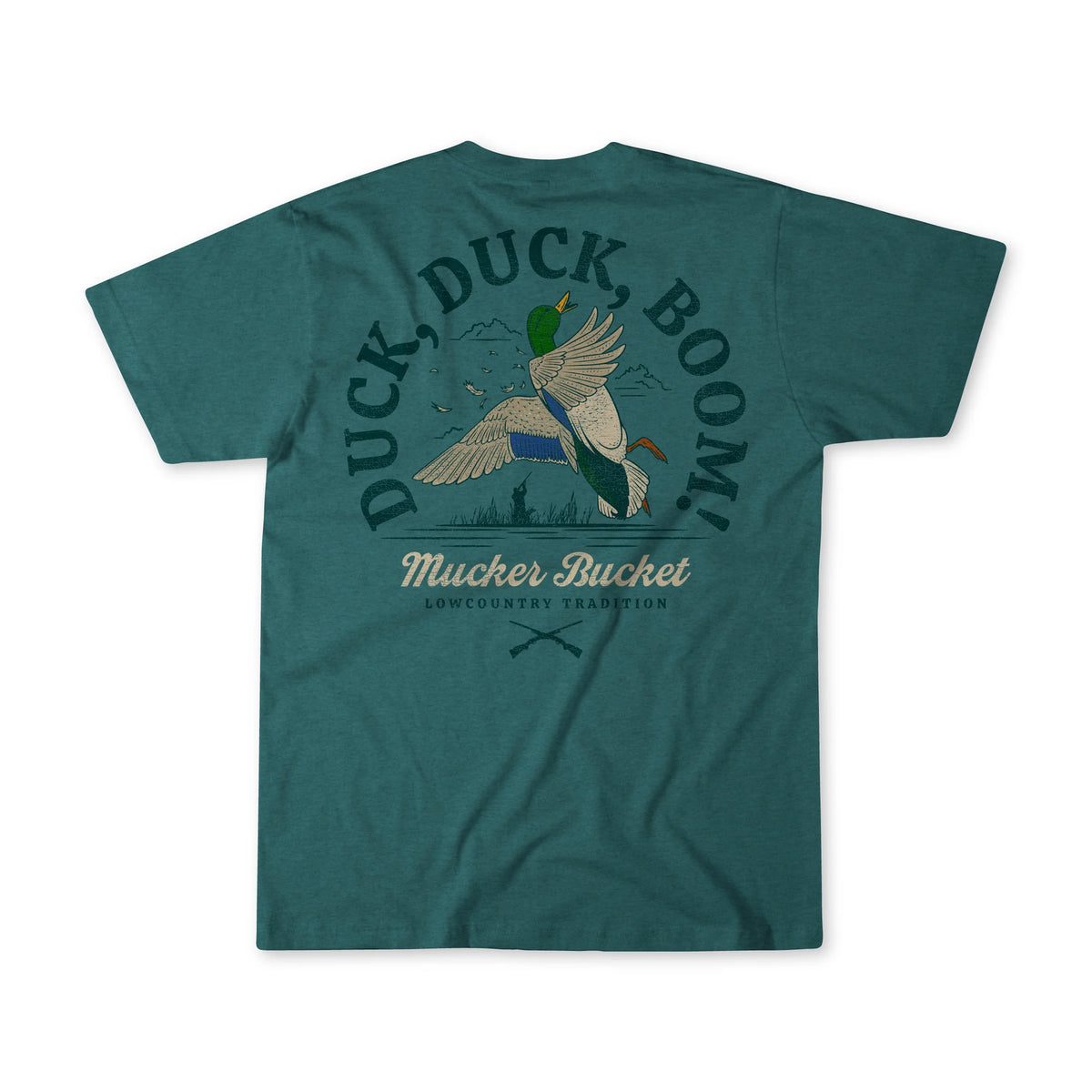 mucker bucket - duck duck boom premium tee back