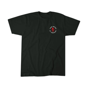 The Born United Private Label “Legend - Hogan” black tee features a small left-chest circular logo with red and black stripes and “BLACK UNITED 24 SECONDS”—a subtle tribute for wrestling or Hulk Hogan fans.