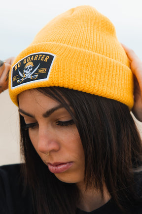 relentless betrayal - no quarter beanie closeup